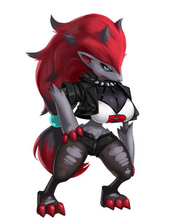 3_claws alternative_fashion anthro anthrofied bent_arm bent_legs big_breasts biped black_bottomwear black_clothing black_jacket black_pants black_shorts black_topwear bottomwear breasts button_(fastener) claw_fingers claw_toes claws cleavage clothed clothed_anthro clothed_female clothing collar cropped_jacket ear_piercing eyelashes facial_markings female female_anthro fully_clothed fully_clothed_anthro fully_clothed_female fur fur_tuft grey_body grey_ears grey_fur grey_hair grey_highlights hair hand_on_hip head_markings highlights_(coloring) hotpants jacket legwear markings midriff minishorts mouth_closed pants pantyhose piercing pokemorph punk pupils red_claws red_hair red_inner_ear shorts simple_background small_waist solo spiked_collar spikes standing teal_eyes thick_thighs three-quarter_view topwear torn_clothing torn_legwear torn_pantyhose tuft unbuttoned wasp_waist white_background white_clothing white_sclera white_topwear wide_hips kujalla nintendo pokemon team_rocket generation_5_pokemon pokemon_(species) zoroark 2025 digital_media_(artwork) full-length_portrait hi_res portrait shaded soft_shading