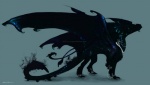 back_tentacles bioluminescence chain dark female feral fog glowing jewelry membrane_(anatomy) membranous_wings necklace shadow solo tail tentacles wings kitsunia european_mythology mythology dragon mythological_creature mythological_scalie scalie western_dragon