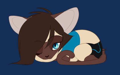 blue_eyes chibi clothing one_eye_closed resting solo swimwear tired wink peritian celio_(peritian) domestic_cat felid feline felis mammal siamese_cat alpha_channel
