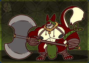 anthro axe balls bandage big_balls big_muscles big_pecs big_penis black_nipples bottomwear clothing collar countershading digitigrade fangs genitals grey_balls holding_object hood huge_balls huge_muscles huge_pecs huge_penis hyper hyper_balls hyper_genitalia hyper_muscles hyper_pecs hyper_penis loincloth male melee_weapon muscular nipples pecs penis sharp_teeth solo standing teeth weapon white_body white_countershading kokoro-doll ambiguous_species 2021