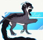 black_hair blue_eyes claws female feral hair membrane_(anatomy) membranous_wings pawpads paws simple_background solo tail wings arsauron european_mythology mythology sedyana dragon mythological_creature mythological_scalie scalie western_dragon 2018 digital_media_(artwork) hi_res