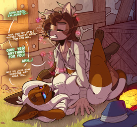 2_horns 3_toes 5_fingers ambiguous_penetration anthro anthro_on_anthro anthro_penetrated anthro_penetrating anthro_penetrating_anthro antlers areola big_breasts blue_eyes blue_sclera bodily_fluids breasts brown_areola brown_hair brown_nipples chest_tuft clenched_teeth clothing collared_shirt crossgender cum cum_inflation cum_inside dialogue dipstick_tail dress_shirt duo ejaculation eyebrows eyelashes eyes_closed feet female female_anthro female_penetrated fingers footwear footwear_only from_front_position genital_fluids gloves_(marking) grin grinning_at_partner hair hand_behind_head heart_pupils heart_symbol horn inflation inner_ear_fluff leg_markings leg_wrap long_hair looking_at_another looking_at_partner lying male male/female male_anthro male_penetrating male_penetrating_female markings missionary_position mostly_nude mtf_crossgender name_in_dialogue nipples on_back one_shoe_on penetration penile penile_penetration sex shirt shoes shoes_only smile socks_(marking) tail tail_around_leg tail_markings teeth text toes topwear tuft white_hair conditional_dnp teckworks percy_(teckworks) deer domestic_cat felid feline felis mammal siamese_cat 2026 colored digital_drawing_(artwork) digital_media_(artwork) english_text shaded
