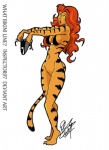 bikini bottomless claws clothed clothing female hair long_hair looking_at_viewer navel open_mouth red_hair simple_background solo standing stripes surprise swimwear two-piece_swimsuit white_background yellow_eyes inspector97 marvel tigra animal_humanoid felid felid_humanoid humanoid mammal mammal_humanoid pantherine pantherine_humanoid tiger tiger_humanoid 2015