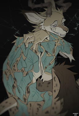 antelope_horn anthro arm_spots arm_tuft athletic back_spots back_tattoo back_tuft bedroom_eyes black_background black_lips black_markings black_nose black_spots blurred_border bovid_horn brown_eyes cheek_tuft claws convenient_censorship countershade_tail countershade_torso countershading dipstick_ears dipstick_tail ear_markings elbow_tuft evil_grin eyebrows eyeshadow facial_markings facial_spots facial_tuft fingers fur gazelle_horn grin hand_on_own_back head_markings head_tilt head_tuft horn inner_ear_fluff lips looking_at_viewer looking_back looking_back_at_viewer makeup male markings melon_leaf_(tattoo) multicolored_ears muzzle_(marking) narrowed_eyes neck_tuft nude phalanges pointillism pupils raised_eyebrows seductive sharp_teeth simple_background smile solo spots spotted_markings spotted_tail tail tail_markings tan_body tan_fur tan_inner_ear tattoo teeth text three-quarter_view toothy_grin tuft white_pupils white_sclera dogeist beastars melon_(beastars) antelope bovid felid gazelle hybrid leopard mammal pantherine 2025 artist_name dated digital_media_(artwork) hi_res line_art portrait