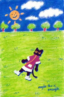 anthro bottomwear clothing cloud field footwear grass jacket lying lying_on_ground male on_back on_ground outside plant purple_clothing purple_jacket purple_topwear rolled_up_sleeves shoes shorts smiley_face sneakers solo sun text topwear tree white_bottomwear white_clothing white_shorts chipsgowoah domestic_cat felid feline felis mammal absurd_res handwritten_text hi_res