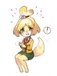 :d animal_crossing anthro beverage blush bottomwear breasts canid canine canis clothing coffee domestic_dog exclamation_point female happy isabelle_(animal_crossing) looking_at_viewer mammal maroataru nintendo open_mouth open_smile pencil_skirt shih_tzu simple_background sitting skirt smile smiling_at_viewer solo toy_dog white_background