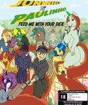 anthro bikini butt clothing convenient_censorship female group gynomorph horn intersex male movie_poster ponyville swimwear text two-piece_swimsuit weapon juninhooficial friendship_is_magic hasbro my_little_pony mythology applejack_(mlp) crackle_cosette_(mlp) elmo_(juninhooficial) juninho_(juninhooficial) lemy_(uninhooficial) paulinho_(juninhooficial) queen_chrysalis_(mlp) bat_pony equid equine horse mammal mythological_creature mythological_equine pony unicorn absurd_res hi_res portuguese_text