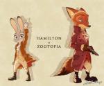 anthro clothed clothing duo female fully_clothed fur green_eyes male purple_eyes simple_background ydk1226 disney zootopia judy_hopps nick_wilde canid canine fox lagomorph leporid mammal rabbit red_fox true_fox 2018