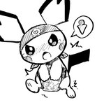 blush bodily_fluids bunnyhopps_(diaper) clean_diaper clothing diaper feral male omorashi padded padding solo tears milklemon5127 abuniverse bunnyhopps nintendo pokemon team_aqua generation_2_pokemon pichu pokemon_(species) monochrome