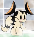 anthro bath bathtub blush bodily_fluids butt confusion detailed_background female genitals inside loli looking_back nude partially_submerged pussy rear_view solo steam sweat tail water wet young young_anthro young_female fatalafterdark ultraman_(series) ele_chan eleking alien kaiju monster absurd_res hi_res