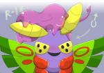 antennae_(anatomy) arthropod blush ditto_(pokemon) duo dustox female feral generation_1_pokemon generation_3_pokemon goo_creature insect insect_wings lepidopteran male nintendo pokemon pokemon_(species) simple_background smile translucent translucent_body type wings