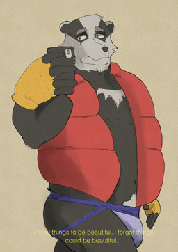 anthro black_body black_nose bulge cellphone clothing dialogue electronics jockstrap male navel phone slightly_chubby smartphone solo standing text underwear white_body jaygoobs bradley_the_badger bradley_(bradley_the_badger) badger mammal mustelid musteline 2025 english_text hi_res