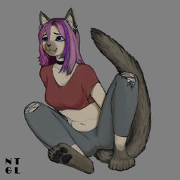 anthro barefoot black_choker black_jewelry black_necklace black_nose black_pawpads black_text blue_bottomwear blue_clothing blue_eyes blue_jeans blue_pants bottomwear breasts brown_ears camel_toe choker closed_smile clothed clothed_anthro clothed_female clothing countershade_face countershading crop_top denim denim_bottomwear denim_clothing ear_piercing ear_ring facial_piercing feet female female_anthro front_view fully_clothed fully_clothed_anthro fully_clothed_female fur grey_background grey_body grey_countershading grey_ear_piercing grey_ear_ring grey_feet grey_fur grey_inner_ear grey_markings grey_piercing grey_tail hair hair_between_eyes highlights_(coloring) hindpaw inner_ear_fluff iris jeans jewelry leg_markings lip_piercing long_hair long_tail markings medium_breasts midriff monotone_background monotone_bottomwear monotone_clothing monotone_crop_top monotone_jeans monotone_pants monotone_shirt monotone_t-shirt monotone_topwear mouth_closed multicolored_body multicolored_fur multicolored_hair navel necklace pants pawpads paws piercing pink_hair pupils purple_highlights red_clothing red_crop_top red_shirt red_t-shirt red_topwear reverse_countershading ring_piercing shirt simple_background sitting smile socks_(marking) solo t-shirt tail text topwear torn_bottomwear torn_clothing torn_jeans torn_pants tuft white_body white_fur white_inner_ear_fluff white_sclera white_tuft nightingale_hrt katherine_(nightingale_hrt) domestic_cat felid feline felis mammal siamese_cat 1:1 absurd_res english_description full-length_portrait hi_res portrait