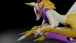 16:9 3d_(artwork) 4k absurd_res anthro bandai_namco breasts canid canine digimon digimon_(species) digital_media_(artwork) duo female female/female fox fur hi_res kyubi_(yo-kai_watch) level-5 mammal nipples nude renamon rnobina simple_background tail tongue widescreen yo-kai_watch