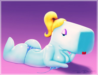 anthro big_butt breasts butt clothed clothing female gradient_background half-closed_eyes looking_at_viewer lying narrowed_eyes on_front purple_background simple_background skimpy solo sirredbenjamin nickelodeon spongebob_squarepants pearl_krabs aquatic cetacean mammal physeteroid sperm_whale toothed_whale whale