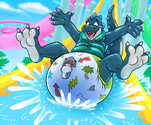 anthro big_diaper clothed clothing diaper feet_up hands_up inflatable inflatable_diaper inflatable_vest looking_down male open_mouth pattern_diaper pool_toy pull-ups_(diaper) slide smile solo swim_vest tail unclean_diaper water water_slide waterlogged_diaper wearing_diaper mapimoo_(artist) skipper_(zoran) animate_inanimate dinosaur living_inflatable prehistoric_species reptile saurischian scalie theropod tyrannosaurid tyrannosauroid tyrannosaurus tyrannosaurus_rex hi_res