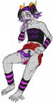 bodily_fluids bottomwear clothed clothing crossdressing femboy horn legwear male not_furry simple_background skirt solo stockings tears white_background conditional_dnp wolftacos homestuck ms_paint_adventures eridan_ampora alien alien_humanoid horned_humanoid humanoid troll_(homestuck) digital_media_(artwork)