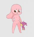 anthro bodily_fluids buckteeth female flat_chested fur genitals grey_background heart_symbol loli navel nipples nude open_mouth pink_body pink_fur plushie pussy simple_background solo standing sweat teeth young young_anthro young_female threek cartoon_network the_amazing_world_of_gumball anais_watterson daisy_the_donkey lagomorph leporid mammal rabbit 2019 absurd_res hi_res