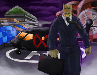 aircraft anthro belt bottomwear briefcase clothed clothing cloud helicopter looking_at_viewer male necktie pants shirt solo suit topwear vehicle thelionfish alligator alligatorid crocodilian reptile scalie 2013 hi_res