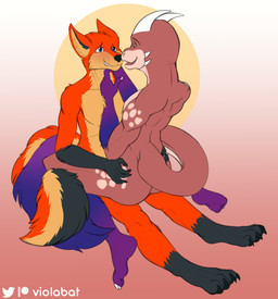 abstract_background anthro blush duo entwined_tails hand_on_chin male male/male romantic romantic_couple straddling tail tail_coil viola_bat mythology canid canine dragon fox mammal mythological_creature mythological_scalie scalie absurd_res hi_res