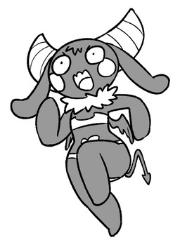 2_horns anthro belly belly_markings big_horn black_body black_ears black_eyes black_fur black_tail black_tuft black_wings bra cheek_markings circle_(marking) clothing facial_markings featureless_feet featureless_hands feet female female_anthro floppy_ears fur head_markings heart_(marking) horn long_ears lop_ears markings membrane_(anatomy) membranous_wings neck_tuft open_mouth panties pupils simple_background small_pupils small_wings solo spade_tail tail tongue tuft underwear white_background white_bra white_cheeks white_clothing white_horn white_markings white_panties white_sclera white_tongue white_tuft white_underwear wings o-den bibi_(o-den) demon succubus 2026 digital_media_(artwork) monochrome