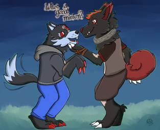 andromorph anthro black_body black_fur collar facial_markings feral_transformation fur haboku hair head_markings holy_ring intersex male markings mid_transformation orange_eyes pawpads paws red_body red_fur red_hair red_nose red_pawpads tail transformation white_body white_skin wristband bandai_namco digimon asher_(razim) fan_character ra'zim digimon_(species) human labramon loogamon mammal hi_res