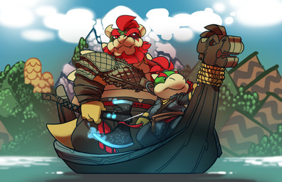 anthro armor axe beard boat clothing cloud duo facial_hair hair male melee_weapon mountain parody ponytail red_eyes red_hair shoulder_pads sky vehicle water watercraft weapon snailofapproval god_of_war mario_bros nintendo sony_corporation sony_interactive_entertainment bowser bowser_jr. dragon_koopa koopa scalie 2018 hi_res father_(lore) father_and_child_(lore) father_and_son_(lore) parent_(lore) parent_and_child_(lore) parent_and_son_(lore) son_(lore)