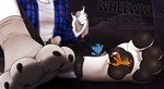 4_toes 5_fingers anthro biped black_pawpads blue_clothing blue_shirt blue_topwear bound_to_foot clothed clothing dialogue digit_ring duo erection feet fingers foot_fetish foot_focus foot_lick foot_play footwear fur jewelry larger_anthro larger_male licking male micro nude orange_body orange_fur pawpads ring shirt shoes size_difference smaller_anthro smaller_male sneakers socks tenting text toe_ring toes tongue topwear vest white_body white_fur verysleepycat lupus_kintsugi vulpes_pawpad canid canine canis fox mammal red_fox true_fox wolf 2025 digital_drawing_(artwork) digital_media_(artwork) english_text hi_res
