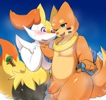 animal_genitalia anthro balls blush bodily_fluids building building_destruction building_sex destruction duo faces_touching genital_fluids genitals giga hand_on_chin holding_building macro male male/male penis penis_size_difference penis_tip plant precum sheath sweat tree kify nintendo pokemon braixen buizel generation_4_pokemon generation_6_pokemon pokemon_(species) 2019 hi_res