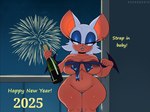 alcohol anthro areola beverage champagne cute_fangs ear_piercing fangs female fireworks genitals holidays imminent_sex looking_at_viewer mature_anthro mature_female narrowed_eyes navel night nude nude_female piercing pussy ribbon_only solo teeth necroeddie new_year sega sonic_the_hedgehog_(series) rouge_the_bat bat mammal 2025 hi_res