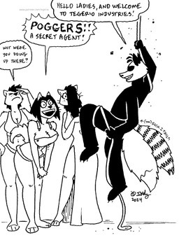 2_tails anthro breasts cleavage clothed clothing dress facial_markings female greeting group hair hair_over_eye head_markings male markings mask_(marking) multi_tail ring_(marking) ringed_tail rope striped_markings striped_tail stripes tail tail_markings text whisker_spots whiskers tegerio alexia_minkworthy bella_minkworthy celina_minkworthy rick2tails mammal mink mustelid musteline procyonid raccoon true_musteline english_text hi_res monochrome