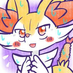 ambiguous_anthro ambiguous_gender anthro biped blush blush_stickers bodily_fluids emanata food front_view hands_together looking_up mouth_closed object_in_tail open_mouth shrimp_(food) simple_background snout solo sweat sweatdrop tail annyui0611 nintendo pokemon braixen canid generation_6_pokemon mammal pokemon_(species) 1:1 2025 bust_portrait digital_drawing_(artwork) digital_media_(artwork) hi_res japanese_description portrait translated_description