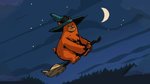 :3 broom broom_riding brown_body brown_fur cleaning_tool clothing feral fur hat headgear headwear moon night outside overweight overweight_feral solo witch_hat grimbanana bear_and_breakfast hank_(bear_and_breakfast) bear mammal 16:9 2020 official_art widescreen