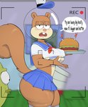 anthro asian_clothing big_breasts big_butt blush bottomwear breasts brown_body brown_fur brown_tail buckteeth burger butt camera_view clothed clothing dialogue east_asian_clothing employee employee_uniform eyelashes fast_food fast_food_(food) fast_food_employee fast_food_restaurant fast_food_uniform female food fur green_body green_skin half-closed_eyes hat headgear headwear huge_butt japanese_clothing japanese_school_uniform legwear looking_at_viewer miniskirt motion_lines narrowed_eyes nipple_outline open_mouth public sailor_uniform school_uniform serafuku skirt solo standing stockings tail tan_body tan_fur teeth text thick_thighs thigh_highs tongue uniform usnarbit nickelodeon spongebob_squarepants sandy_cheeks fish mammal marine rodent sciurid tree_squirrel 2024 english_text hi_res