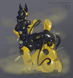 balls bdsm bondage boots bound bulge clothing drone footwear gas_mask genitals hazmat hazmat_suit hyper latex latex_clothing latex_skinsuit mask musk musky_balls musky_penis quadruped shoes skinsuit tight_clothing tube_in_ass rubberjett european_mythology greek_mythology mythology centaur equid equid_taur humanoid_taur mammal mammal_taur taur absurd_res hi_res