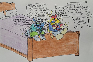 age_regression anthro bed bodily_fluids comfort comforting controller crying depression dialogue duo furniture game_controller happy laugh male male/male nintendo_controller on_bed sitting sitting_on_bed sparkles stated_age tail tail_motion tailwag tears text transformation wii_remote young zanygilflovr nintendo pokemon wii luke_(barazany420) purath_(barazany420) alolan_form alolan_sandshrew caterpie generation_1_pokemon generation_7_pokemon pokemon_(species) regional_form_(pokemon) shiny_pokemon english_text hi_res