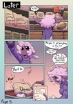 absurd_res anthro bovid breasts caprine clothed clothing comic demon detailed_background dialogue english_text female fur hair hazbin_hotel hi_res mammal open_mouth purple_body purple_fur purple_hair sheep sheep_demon_(hazbin_hotel) solo speech_bubble text whiteartblood