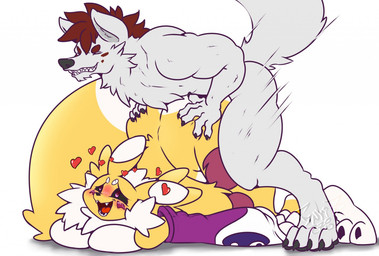 anthro clenched_teeth female from_behind_position heart_symbol looking_pleasured male penetration sex teeth vaginal vaginal_penetration fenriz278 bandai_namco digimon owen_miles canid canine canis digimon_(species) mammal renamon wolf
