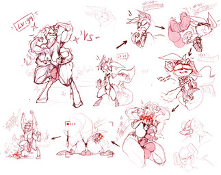 anthro cockslap competition duo full_nelson gameplay_mechanics genitals gui gynomorph gynomorph/male health_bar intersex intersex/male male penis sexual_competition sexual_fight space wrestling roksim nez tectael mammal procyonid raccoon absurd_res hi_res