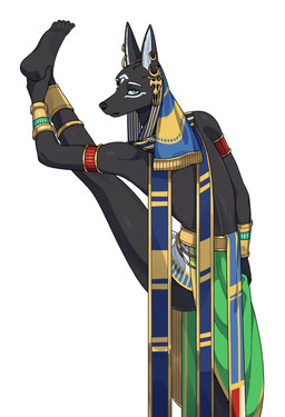 5_toes accessory anklet anthro biped black_body butt clothed clothed_anthro clothed_male clothing ear_piercing ear_ring egyptian egyptian_clothing feet fingernails fingers green_eyes inner_ear_fluff jewelry kemono looking_at_viewer looking_back looking_back_at_viewer male nails piercing pointy_ears rear_view ring_piercing simple_background solo standing stretching toenails toes tuft usekh white_background nulia egyptian_mythology middle_eastern_mythology mythology elmouti anubian_jackal canid canine canis deity jackal mammal 2026 digital_drawing_(artwork) digital_media_(artwork) hi_res