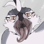 anthro beak bodily_fluids bodily_fluids_in_mouth drooling feathers fur looking_at_viewer male mouth_shot nude open_mouth saliva saliva_on_tongue saliva_string simple_background solo tongue tongue_out vore white_body white_fur superplus avian bird mammal 1:1 digital_media_(artwork) hi_res