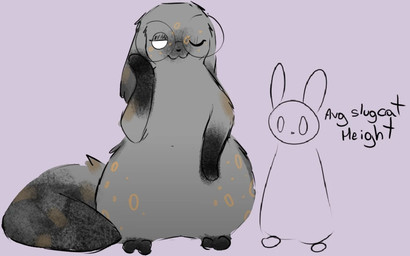 2_toes calico_pattern ears_down eyewear feet fur glasses grey_body grey_fur male markings one_eye_closed pivoted_ears semi-anthro simple_background size_difference smile solo toes wearing_glasses white_eyes coppermonoxide rain_world videocult copper_(cum) slugcat