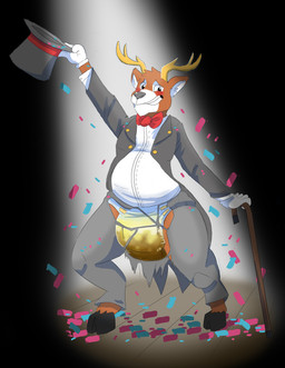 ageplay anthro anthrofied antlers blush bodily_fluids bow_tie brown_body brown_fur cane clothed clothing confetti diaper embarrassed feces fur genital_fluids gloves handwear hat headgear headwear horn humiliation infantilism looking_at_viewer magic magician male messy performance pose roleplay scatplay simple_background slightly_chubby soiled_diaper soiling solo spotlight stage top_hat unclean_diaper urine used_diaper watersports wet_diaper wetting white_body white_fur bottlebear bucky_deerling deer mammal 2018 alternate_version_at_source digital_drawing_(artwork) digital_media_(artwork) hi_res