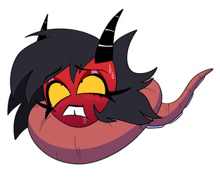 ambiguous_feral ambiguous_gender ambiguous_on_humanoid asphyxiation bestiality black_hair blush blush_lines bodily_fluids choking coiling cyanosis drooling duo eye_roll eyelashes female female_humanoid female_on_feral feral hair horn humanoid_on_feral markings mole_(marking) red_body red_skin saliva simple_background suckers sweat teeth tentacle_around_neck tentacles tooth_gap white_background yellow_sclera poparc_nsfw hellaverse helluva_boss millie_(helluva_boss) aquatic cephalopod coleoid demon humanoid imp mollusk octopodiform octopus hi_res