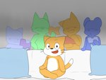 anthro countershade_torso countershading furniture group male pillow programming sofa young young_anthro nyaur piper_perri_surrounded scratch_(application) scratch_cat domestic_cat felid feline felis mammal 4:3 hi_res meme