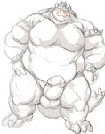 anthro balls belly big_belly blush erection genitals kemono male moobs nipples overweight overweight_anthro overweight_male penis simple_background solo white_background kotobuki third-party_edit mario_bros nintendo bowser koopa scalie 2021 censor_removal_edit sketch