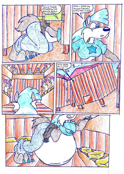 after_vore anthro belly big_belly blue_clothing blue_hair blue_shirt blue_topwear clothing female female_pred hair overweight shirt solo speech_bubble text topwear vore virus-20 wendy_wolf_(virus-20) canid canine canis mammal wolf 2007 comic english_text traditional_media_(artwork)