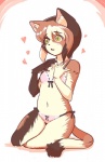 anthro breasts brown_eyes clothing female flat_chested kemono open_mouth panties solo underwear kin-shun domestic_cat felid feline felis mammal digital_media_(artwork)