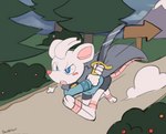 ambiguous_gender anthro blue_eyes cape clothing melee_weapon outside running solo sword weapon white_body senshion beast_breaker skipper_(beast_breaker) mammal mouse murid murine rodent hi_res nonbinary_(lore)