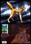 anthro bodily_fluids canid canine canis comic cuddling cum cumshot detailed_background digital_media_(artwork) domestic_dog duo_focus ejaculation english_text erection genital_fluids genitals group male male/male mammal orgasm penis romantic romantic_couple sex tail text zambuka